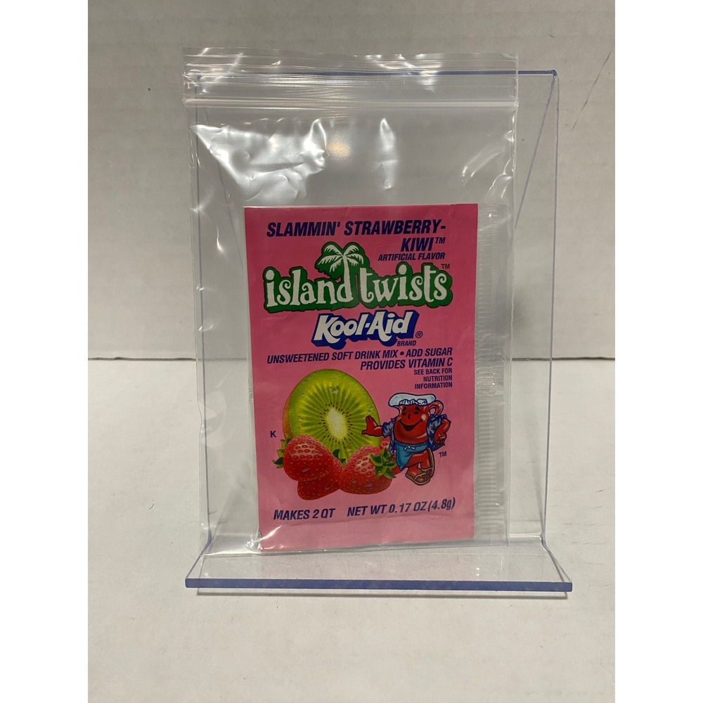 Kool-Aid Island Twists Mix Slammin Strawberry-Kiwi Pink 0.17oz New Comic Promo